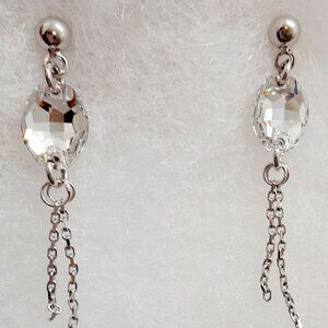 30% off List Price.   Classic oval faceted crystal 925 sterling silver earrings